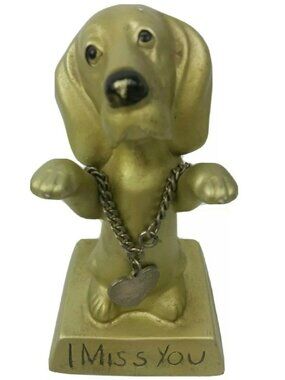 Vintage 1969 Dog Figurine "I Miss You" With Tears 5"